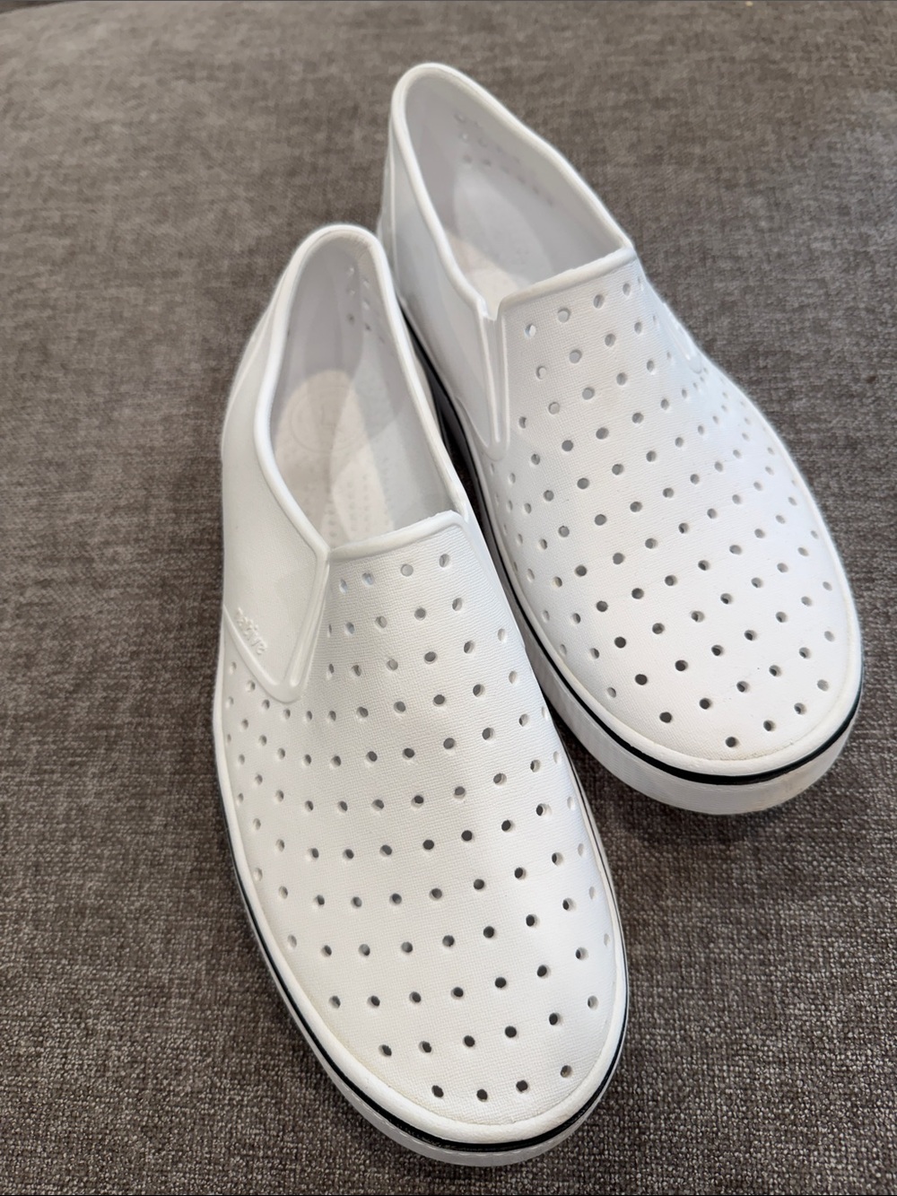 Native Men's White Perforated Slip-On Loafers
